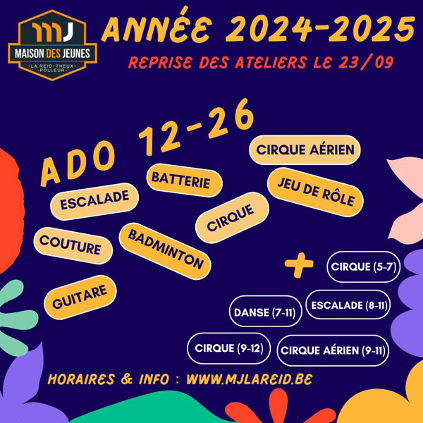 Reprise des ateliers 2024 2025